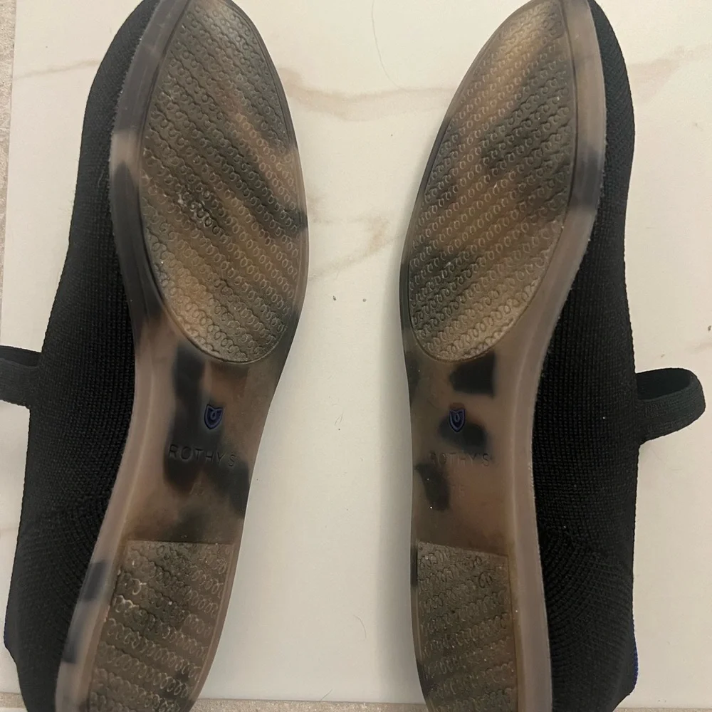 Rothy’s Black Ballet Flats with Blue Accents - Picture 2 of 3